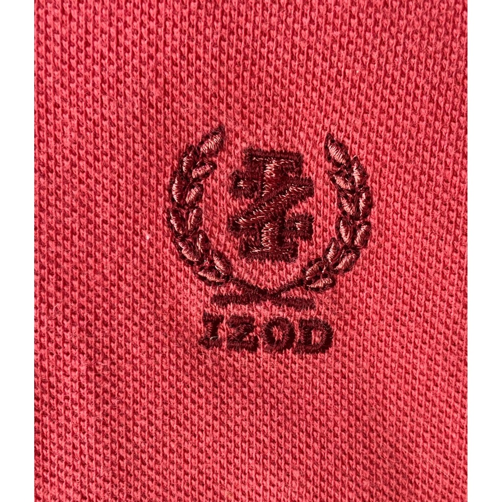 IZOD Mens Silk Wash‎ Cotton Polo Shirt Coral Pink XL Short Sleeve Crest Logo - Picture 2 of 8